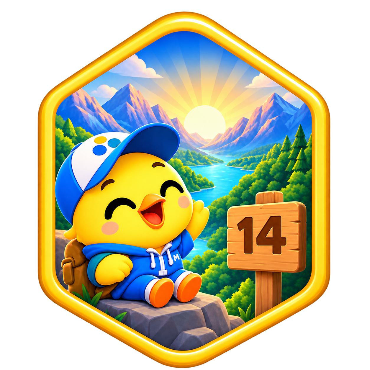 14 Days badge: Dr. Cooper celebrating a two-week streak.